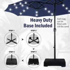 Captiva Designs 15' X 9' Rectangular Outdoor Patio Market Umbrella With Extra Large Base And Sand Bags -Furniture GUEST 53f87965 a7f0 4055 af00 85aeaff18c06