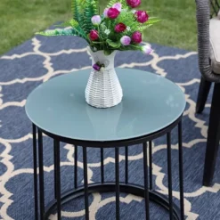 Captiva Designs 3pc Conversation Set With Bistro Table With Steel Frame & All-weather Woven Chairs -Furniture GUEST 5406a4cc 8110 4107 882b a8005808c733