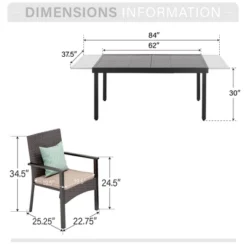 Captiva Designs 8pc Patio Rectangle Steel Dining Table & Rattan Chairs & Market Umbrella 27 Captiva Designs 8pc Patio Rectangle Steel Dining Table & Rattan Chairs & Market Umbrella -Furniture GUEST 540787a7 b115 4b02 9f3d 58ba964a7424