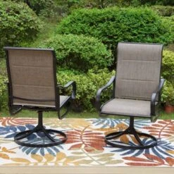 7pc Patio Dining Set With Rectangle Table With 2.6" Umbrella Hole & Steel 360 Swivel Padded Arm Chairs - Captiva Designs -Furniture GUEST 540a055b 5359 46b9 8f5a 7fd60e4125ae