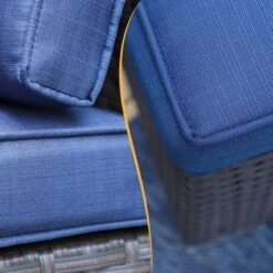 8pc Outdoor Steel & Wicker Conversation Set With Square Coffee Table & Cushions Blue - Captiva Designs -Furniture GUEST 541396f1 2337 41ae 867a b7bf1d406f21