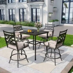 32" Outdoor Square Stainless Steel Bar Table With Umbrella Hole - Captiva Designs 13 32" Outdoor Square Stainless Steel Bar Table With Umbrella Hole - Captiva Designs -Furniture GUEST 545a2832 e031 4023 b825 2747bee6aba8