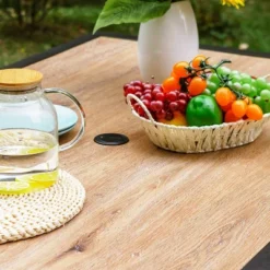 Outdoor Rectangle Dining Table With Steel Frame & 1.57" Umbrella Hole - Captiva Designs -Furniture GUEST 54743b92 9749 45cd b7ce 33e8fc570700 3