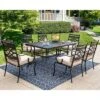 7pc Outdoor Dining Set With Chairs With Cushions & Large Metal Table With Umbrella Hole - Captiva Designs -Furniture GUEST 54977b4c dcd6 4e3e a93f efa8840cad4c