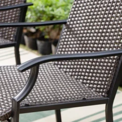 5pc Patio Dining Set With Rattan Arm Chairs & Square Faux Wood & Steel Tabletop - Captiva Designs -Furniture GUEST 54b865f2 a59c 4ddc a719 6c1f26187796 1