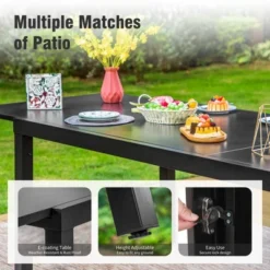 Captiva Designs 1pc Outdoor Patio Expandable Rectangular Steel Dining Table With Two Tabletop Leaves -Furniture GUEST 550b92d4 a71c 4627 add6 2bcebb520fd0