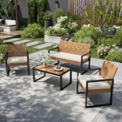 Captiva Designs Outdoor Patio 4 Pieces Wicker Porch Furniture Small Rattan Couch Set With Wood Table For Backyard 31 Captiva Designs Outdoor Patio 4 Pieces Wicker Porch Furniture Small Rattan Couch Set With Wood Table For Backyard -Furniture GUEST 55159c2d 5be4 43b6 bd80 ad6eaf50f0bc