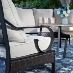 Captiva Designs 6-Seat Half-Moon Curved Outdoor Patio Sectional Sofa Conversation Set -Furniture GUEST 55208191 6d26 4bd9 a37b 619d3b59ec98