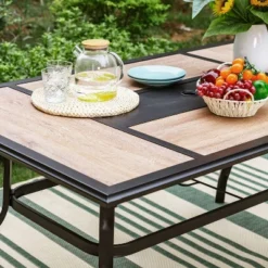 7pc Patio Dining Set With 360 Swivel Chairs & Rectangle Steel & Plastic Tabletop - Captiva Designs -Furniture GUEST 554cbafb f23d 423c 8898 b9e7cc1a0411