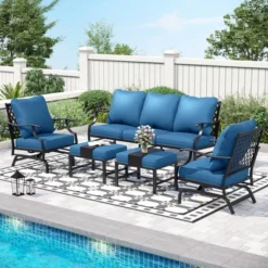 Captiva Designs 5pc XL Metal Outdoor Conversation Set With Rocking Chairs And Ottomans -Furniture GUEST 555b15d5 4783 45a2 ac9b 5581017eaca8