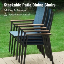 Captiva Designs 7pc Patio Dining Set With Rectangular Steel Table & Aluminum Frame Textilene Chairs -Furniture GUEST 55927d58 47cf 4816 8267 3a7ba6d281bb 3