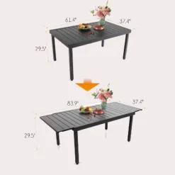 7pc Patio Dining Set With 360 Swivel Chairs With Cushions And Rectangle Concertina Steel Table - Captiva Designs -Furniture GUEST 56a24c34 069c 4225 b4cc 07892c0b4f4d