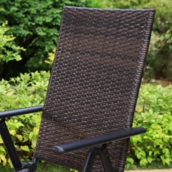 Captiva Designs 7pc Outdoor Patio Slat-top Rectangle Dining Steel Table & Foldable Arm Chairs -Furniture GUEST 582626da 89a9 42f5 85f1 3ef3e51feebf