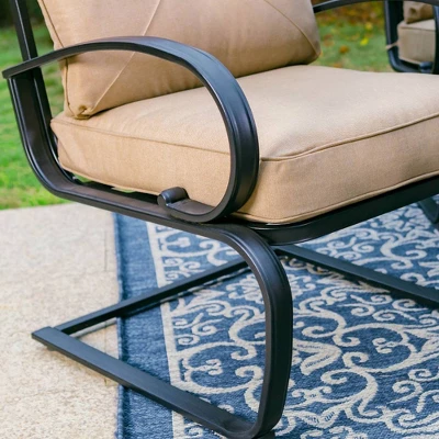 Captiva Designs 7pc Outdoor Dining Set With C-Spring Motion Chairs & Metal Table With Umbrella Hole 10 Captiva Designs 7pc Outdoor Dining Set With C-Spring Motion Chairs & Metal Table With Umbrella Hole - Image 8