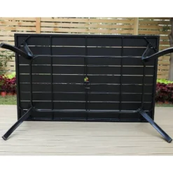 7pc Outdoor Dining Set With 7 Position Adjustable Folding Chairs & Metal Rectangle Table With Umbrella Hole - Captiva Designs -Furniture GUEST 59143a1d bb39 4e78 9a6e 3b2dd8bcc8e1