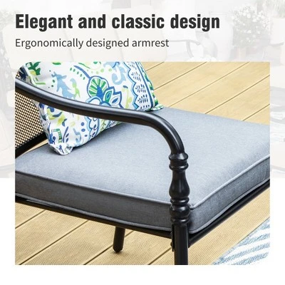 Captiva Designs 7pc Outdoor Dining Steel Table With Umbrella Hole & Metal Frame Arm Chairs 9 Captiva Designs 7pc Outdoor Dining Steel Table With Umbrella Hole & Metal Frame Arm Chairs - Image 7