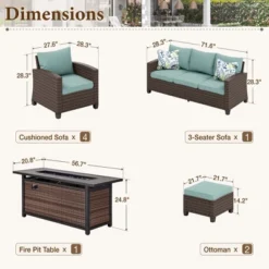 Captiva Designs 8pc Outdoor Patio Wicker Rattan Cushioned Fire Pit Set With Ottomans And Single Sofas -Furniture GUEST 5a1e4404 8f52 433f 9bdd 77ff6b5f1a68