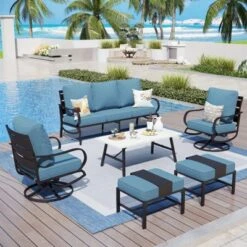 Captiva Designs 6pc Metal Patio Furniture Conversation Set With Swivel Chairs And Ottomans For Garden Porch Backyard 25 Captiva Designs 6pc Metal Patio Furniture Conversation Set With Swivel Chairs And Ottomans For Garden Porch Backyard -Furniture GUEST 5a79fb8f 594f 4ac6 816f 5eafd2cb8b61