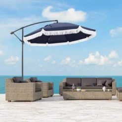 Captiva Designs 9ft Fringed Cantilever Offset Patio Market Umbrella -Furniture GUEST 5b0c47f2 3b66 43b1 bad6 f23456839539