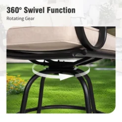 Captiva Designs 7pc Outdoor Patio Slatted Top Rectangle Metal Bar Table & Steel Swivel Bar Stools -Furniture GUEST 5b39792f d30c 4377 8d48 6df1e437f443