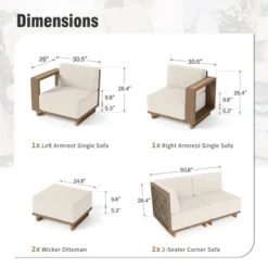 Captiva Designs Outdoor Patio Modular Furniture Sectional Wicker Sofa Set With 9.8 Inch Thick Cushions -Furniture GUEST 5b685d0f 48c4 4909 8ee0 425551cf75b3
