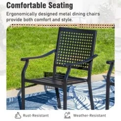 Captiva Designs 7pc Patio Dining Set With Geometric Pattern Rectangular Table & Metal Arm Chairs -Furniture GUEST 5b772461 0a3a 47dc a7e9 292595e86933 10