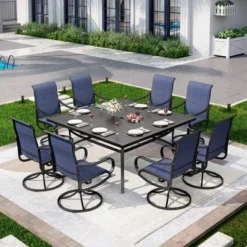 Captiva Designs 9pc Patio Slat-top Square Metal Dining Table And Padded Sling Swivel Chairs 22 Captiva Designs 9pc Patio Slat-top Square Metal Dining Table And Padded Sling Swivel Chairs -Furniture GUEST 5bfc357d fc34 485b 833d d70a7dcc566c