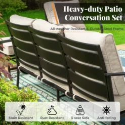 Captiva Designs 4 PCS Metal Patio Furniture Conversation Set With Swivel Armchairs For Garden Porch Backyard -Furniture GUEST 5c5d006c b00a 42e9 94f3 ab59fbfed499 1