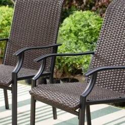 5pc Patio Dining Set With Rattan Arm Chairs & Square Net-Shaped Steel Table - Captiva Designs -Furniture GUEST 5ceee6ee f6ea 43e3 b2e7 b87938e287bd