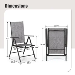 Captiva Designs 5pc Patio Dining Set Steel Frame Table With Umbrella Hole & Textilene Reclining Foldable Chairs 25 Captiva Designs 5pc Patio Dining Set Steel Frame Table With Umbrella Hole & Textilene Reclining Foldable Chairs -Furniture GUEST 5d084f9c 6a74 40f1 a1b2 3598af804cd8 1