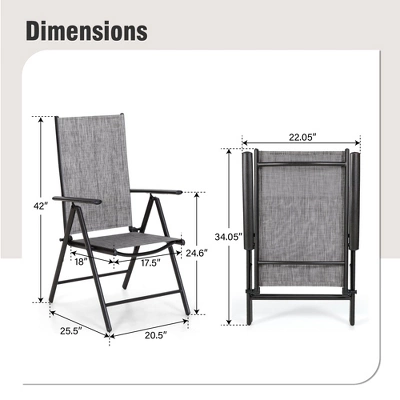 Captiva Designs 5pc Patio Dining Set Steel Frame Table With Umbrella Hole & Textilene Reclining Foldable Chairs 11 Captiva Designs 5pc Patio Dining Set Steel Frame Table With Umbrella Hole & Textilene Reclining Foldable Chairs - Image 9