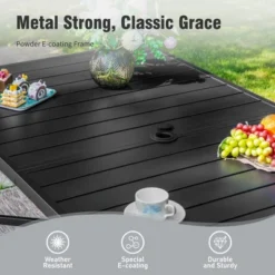 Captiva Designs 7pc Slatted Top Rectangle Metal Bar Table With X-Shaped Cross Bracket & Sling Swivel Bar Stools -Furniture GUEST 5e088de0 98d7 43b3 8e4a 61f26ccc20f1 1