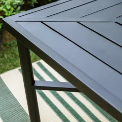 7pc Outdoor Dining Set With Steel Chairs & Large Metal Rectangle Table With Umbrella Hole - Captiva Designs -Furniture GUEST 5e2f6bb0 ca02 4e32 99e4 9871af9626aa