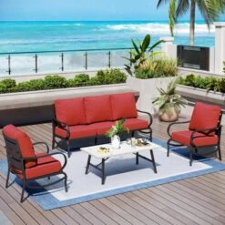Captiva Designs 4 PCS Metal Patio Furniture Conversation Set With Coffee Table For Garden Porch Backyard 26 Captiva Designs 4 PCS Metal Patio Furniture Conversation Set With Coffee Table For Garden Porch Backyard -Furniture GUEST 5e669000 77e4 49ee a730 3e081c2fde54