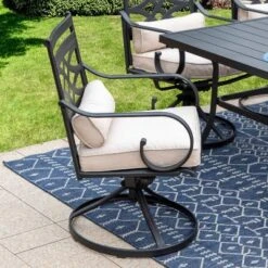 5pc Outdoor Dining Set With Swivel Chairs With Thick Seat & Back Cushions & Square Faux Wood Tabletop With Umbrella Hole - Captiva Designs 30 5pc Outdoor Dining Set With Swivel Chairs With Thick Seat & Back Cushions & Square Faux Wood Tabletop With Umbrella Hole - Captiva Designs -Furniture GUEST 5e73b781 564c 4f5b 928f e8cd884d30f1 2
