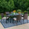 7pc Outdoor Dining Set With Rectangular Steel Table With 1.9" Umbrella Hole & Rattan Wicker Chairs With Cushions - Beige - Captiva Designs -Furniture GUEST 5eba5d9a 1b99 4224 a337 6e5d335cc97f