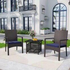 Captiva Designs 3pc Outdoor Patio Slatted Tabletop Square Dining Steel Table & Arm Chairs -Furniture GUEST 5fdd551e f5e8 4720 b05e 0e5bb66c4a82