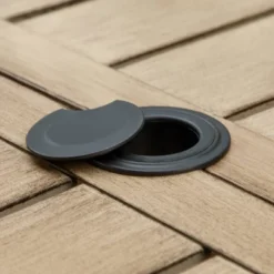 7pc Patio Dining Set With Wood Grain Tabletop & Metal Padded Arm Chairs - Captiva Designs -Furniture GUEST 60cea50d 21a4 4345 a921 040e8d0f7f11