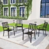 5pc Metal Indoor/Outdoor Square Gridded Dining Table With Arm Chairs & Umbrella Hole - Captiva Designs: Weather-Resistant Set -Furniture GUEST 60f5e3a1 d10f 4795 9f02 6ae85a17fc0e