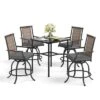 Captiva Designs 5pc Outdoor Patio Metal Bar Height Table & Bar Swivel Chair With Cushion And Armrest -Furniture GUEST 61208acc d959 444e b876 947b6c15dc9d