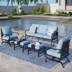 Captiva Designs 5 PCS Metal Patio Furniture Conversation Set With Rocking Armchairs For Garden Porch Backyard -Furniture GUEST 6144a795 e487 45d8 a75a 64e3340cfc90