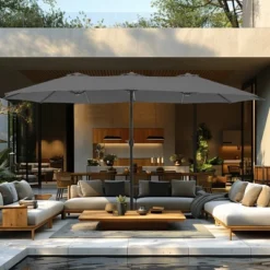 Captiva Designs 9'x15' Rectangular Outdoor Market Umbrella With Crank Handle -Furniture GUEST 621cb922 74be 48fb bb68 354ad9e57178