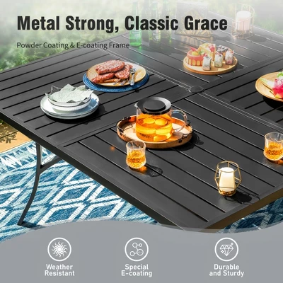 Captiva Designs 9pc Spacious Slat-top Square Metal Table With Umbrella Hole & Reclining Foldable Sling Chairs 7 Captiva Designs 9pc Spacious Slat-top Square Metal Table With Umbrella Hole & Reclining Foldable Sling Chairs - Image 5