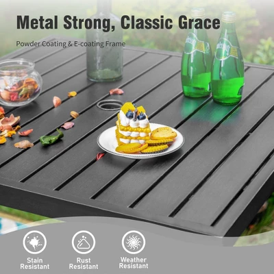 Captiva Designs 3pc Outdoor Patio Metal Bar Height Table & Bar Swivel Chair With Cushion And Armrest 15 Captiva Designs 3pc Outdoor Patio Metal Bar Height Table & Bar Swivel Chair With Cushion And Armrest - Image 13