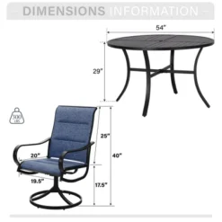 Captiva Designs 7pc Black Outdoor Dining Steel Table & Padded Textilene Swivel Chairs -Furniture GUEST 62c868fb 56bb 4a04 a6c2 16b721c9be60