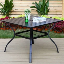 5pc Patio Dining Set With Rattan Arm Chairs & Square Steel Table - Captiva Designs -Furniture GUEST 62f12fbe d214 474f a7b0 9fea592fcb53