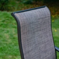 7pc Outdoor Dining Set With Swivel Sling Chairs & Large Metal Rectangle Table With Umbrella Hole - Gray - Captiva Designs -Furniture GUEST 634afa08 07a5 41ff 929a e76025426c26