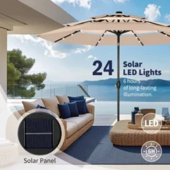 Captiva Designs 10ft Vented Patio Umbrella With 8 Sturdy Ribs For Garden, Poolside & Lawn