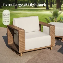 Captiva Designs Outdoor Patio Furniture Sectional Wicker Sofa Conversation Set With 9.8 Inch Thick Cushions -Furniture GUEST 63a77097 d48c 4e77 968c 830b195d0b7a