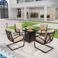 5pc Outdoor Set With Spring Motion Chairs & 28" Fire Table - Captiva Designs -Furniture GUEST 63f852e4 7a8d 4df6 b8ec 520c9aa99bbf